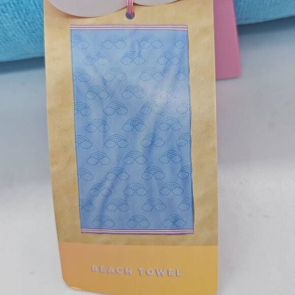 Stoney Clover Lane x Target Beach Towel Rainbow Embossed Blue With Purple/Stripe - Picture 2 of 5
